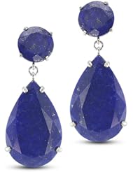Large Pear Shape And Circle Dangling Lapis Earrings