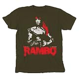 Rambo Stencil Red Bandana Army Green Adult Tee T-Shirt
