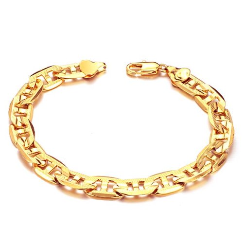 OPK South Korea Style New Fashion 18K Gold Plated Noble G-type Men's Bracelet Bangle No Fade Hand Chain Men's Jewellery Best Gift!