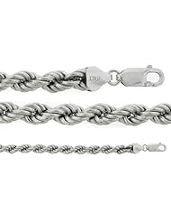 Sterling Silver Hollow Rope Link Chain Necklace 6.1MM 26"