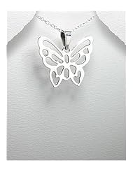 Butterfly Pendant Necklace In 92.5 Sterling Silver