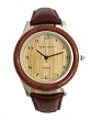 Tense Unisex Round Rose Wood w/ Leather Band Watch G7511RS