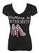 Women's Walking in Authority Rhinestone Bling T-Shirts Black