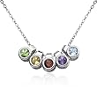 Sterling Silver Multi-Gemstone Circle Design Pendant, 18