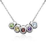 Sterling Silver Multi-Gemstone Circle Design Pendant, 18