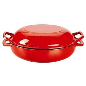 Color Cast 26252 2-in-1 4.8-Quart Covered Casserole with Special Grill Pan Lid - Red by Innovation Group