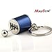 Maycom Creative Auto Part Model Gear Box Keychain Six-Speed Manual Transmission Shift Lever Keyring Key Chain Ring Keyrings Keyfob (Navy Blue)