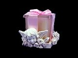 White Finish Cherub Head w Gift Box Candle (Set of 6) - Baby Shower Gifts & Wedding Favors