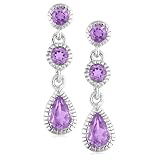 10k White Gold Amethyst Teardrop Earrings