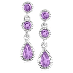 Buy 10k White Gold Amethyst Teardrop Earrings by Amazon.com Collection