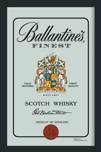 Empire Merchandising 537515 Ballantines Whiskey Logo - Bedruckter Spiegel mit Kunststoff Rahmen in Holzoptik, Kult-Spiegel - Gr&ouml;sse 20 x 30 cm