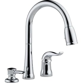 Delta 16970-SD-DST Single Handle Pull-Down Kitchen Faucet with Soap Dispenser, Chrome: Home Improvement