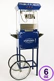 Deluxe 6oz Blue Popcorn Maker Machine by Paramount Entertainment - New Full Size 6 oz Popper & Cart