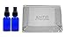 JUVITUS Cobalt Blue Glass Boston Round Black Spray Mister Bottle - 2 oz (2 Pack) + Clear Travel Bag