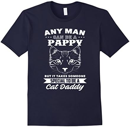 Men's Pappy cat dady Tshirt For Father's Day gift tee Large Navy