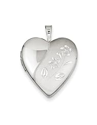 Sterling Silver 20mm D/C Floral Heart Locket