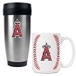 Los Angeles Angels MLB Stainless Steel Travel Tumbler & Game ball Ceramic Mug Set - Primary Logo by Great American Products