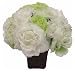 Artificial White & Lime Green Rose Assortment in Pot Silk Flower Arrangement