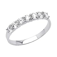 14K White Gold Round CZ Cubic Zirconia Wedding Band Ring - Size 6