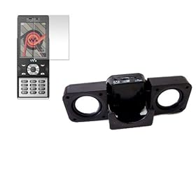 AAJ Trading Black Mini Portable Foldable Speaker Speakers Stand For Sony Ericsson W995 & FREE Screen Protector Guard Shield