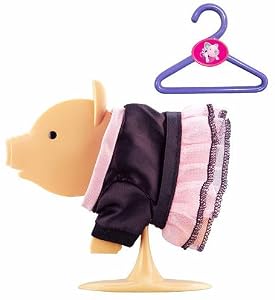 Teacup Piggies Fashion Set Piggy Rock Black Top Pink Dress