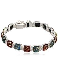 Blue Treated Amber and Sterling Silver Bracelet, 7"