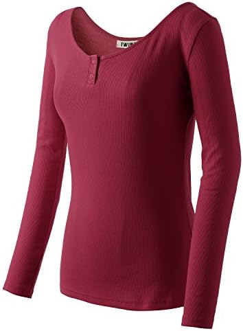 Doublju Women Comfortable Slim Fit 3/4 Sleeve Plus Size T-Shirt BURGUNDY,XL