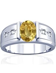 Platinum Oval Cut Yellow Sapphire Solitaire Ring
