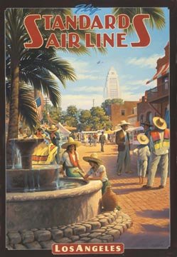 Huge Vintage Standard Airlines Los Angeles California Travel Art Poster Print Kerne Erickson