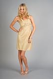 Gold Draped Halter Dresses by Nell Couture