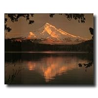 Mount Hood Lake Beach Sunset Landscape Picture Art Print