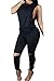 Women's 1PC Trendy Jumpsuit Sleeveless Broken Hole Waisted Club Long Romper Outfit, Large, Black