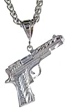 Sterling Silver Small Colt 45 Pistol Pendant, 1 1/2 (38 mm) tall