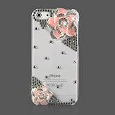 ZuGadgets Pink Rhinestone Camellia Flower / New iPhone 5 5G Sparkling Diamond Premium Plastic Clear Case Cover Shell (7982-1)