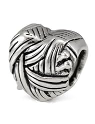 Genuine Ohm Beads (TM) Product. 925 Sterling Silver I Love Knitting European Bead Charm. 100% Satisfaction Guaranteed.