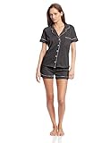 Bottoms Out Women's Knit Pajama Short Set, Charcoal Heather, Small