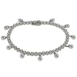 Sterling Silver Simulated Pearl and Cubic Zirconia Bracelet by Charles Winston, 7.5"