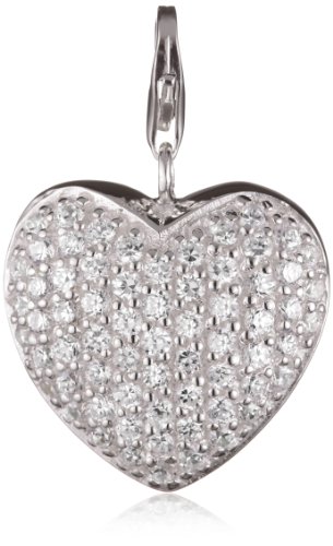 Vinani Damen-Charm beidseitig vorn Zirkonia wei&szlig; hinten Herz gestanzt 925 Sterlingsilber H Preisvergleich