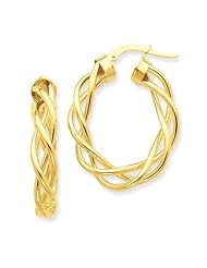 Twisted Oval Hoop Earrings in 14K Yellow Gold, 30mm (1 1/8")
