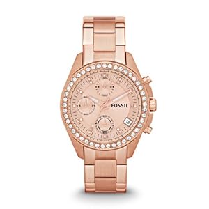 Fossil Decker Chronograph Rose Dial Rose Gold-tone Bracelet Ladies Watch ES3352