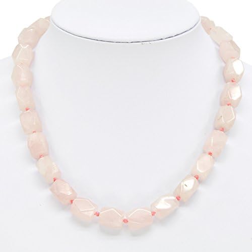 Fashionable Semi-precious Polyhedral Shaped Beads Rose Quartz Necklace Strand 20"
