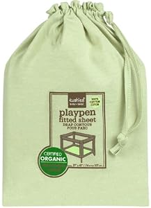 Kushies Organic Jersey Play Pen Flannel Crib Fitted Sheet, Green