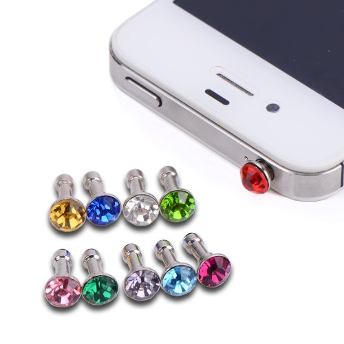 10x Fashion Sparkling CZ Diamond Dustproof Plug Earphone Stopple Decor Ornament Bling Anti Dust 3.5mm Earphone Jack Plug Stopper for iPhone 3 3G 3GS 4 4GS 4S/iPad 1 2 3 /Iapd mini/ Samsung Galaxy Tab 10.1 P7500 P5110 /Samsung Galaxy Note 10.1/ Samsung Galaxy Tab 7.0 P3110 P6100 P1000/10.1 Supertab, epad,apad, samsung galaxy S2 i9100 i9220 S3 I9300 tab n7000/ htc sensation xl, DESIRE HD ONE X etc uiversal