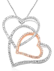 18k Rose Gold Plated Sterling Silver Diamond Heart Pendant Necklace (1/2 Cttw, I-J Color, I2-I3 Clarity), 18"