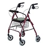 >Rollator Deluxe Burgundy, Folding, Light and Sturdy Rolling Walker