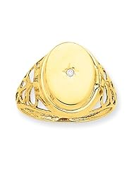 14K 13mm Plain Diamond set Locket Ring
