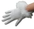 Elastic Wrist Shortie Gloves , Shiny Stretch Satin Spandex, with matching color Marabou Feather trim around cuff, cuff ends just below the wrist bone.