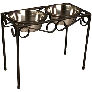 Bowls in Raised Iron Feeder - Black (M)