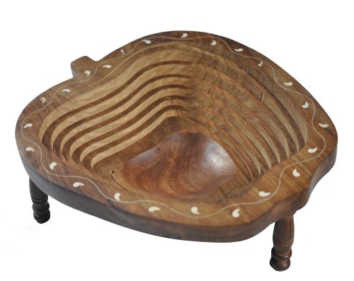 Handmade Apple Shaped Collapsible Picnic or Fruit Basket Etched Out of Single Piece of Wood (Indian Rosewood) A Unique & Interesting Mothers Day Gift Idea
