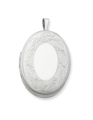 Sterling Silver 26mm Leaf Border Oval Locket. Metal Wt- 6.4g